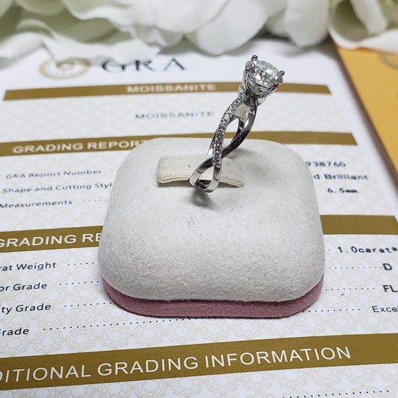 1 Carat Moissanite Fancy Ring with 925 Sterling Silver Band, D-FL - Picture 8 of 10